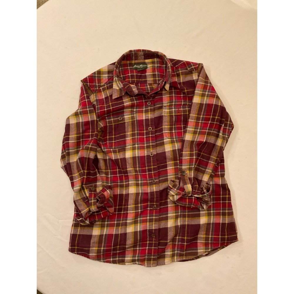 Eddie Bauer Women's Plaid Flannel Long Sleeve Button Down Shirt